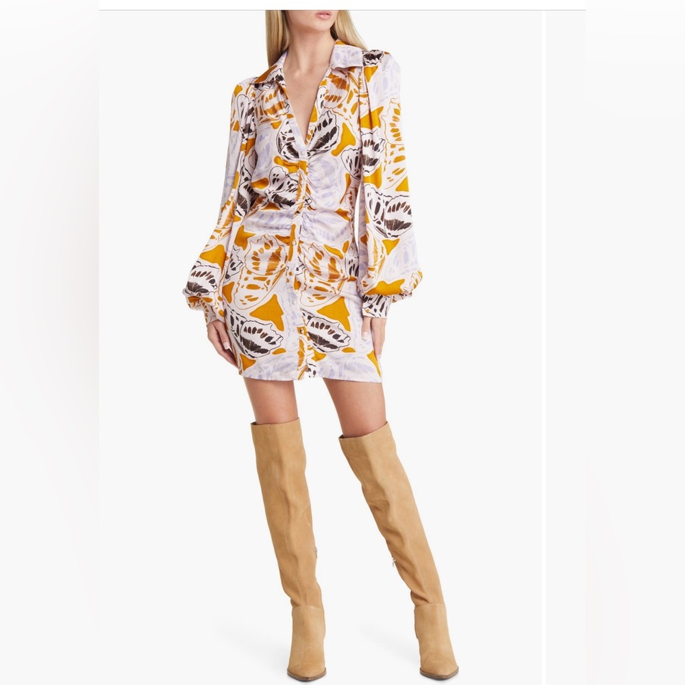 For Love & Lemons Esmeralda Llng Sleeve Shirt Dress- Sz Small